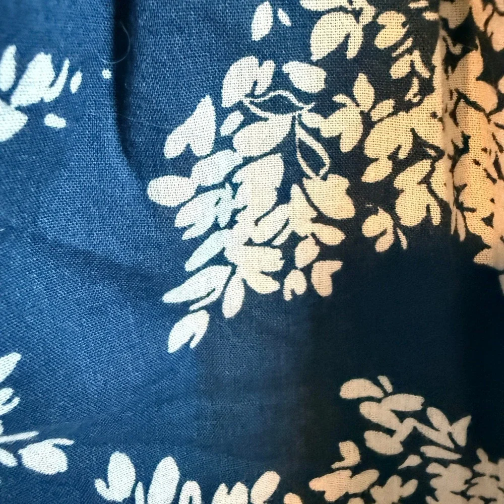 Abercrombie Fitch Size Xl Women Jade Blue‎ White Floral Print 3/4 Sleeve Boho
